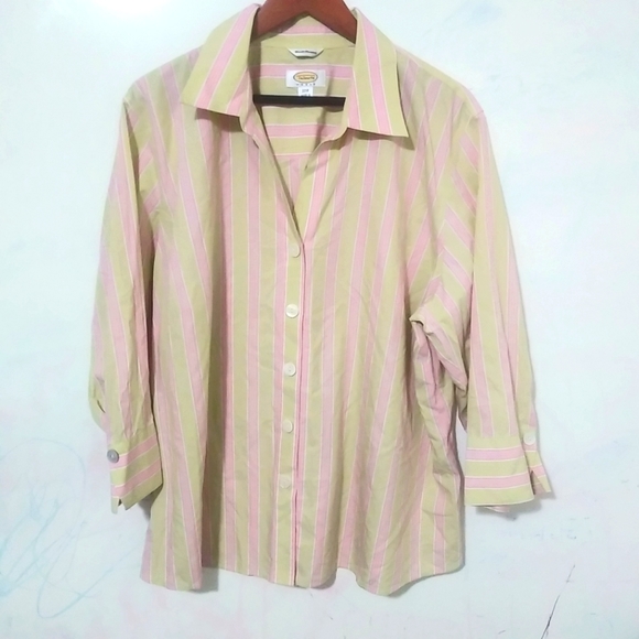 Talbots Tops - Talbots 22W Pastel Pink Green Striped Top Plus